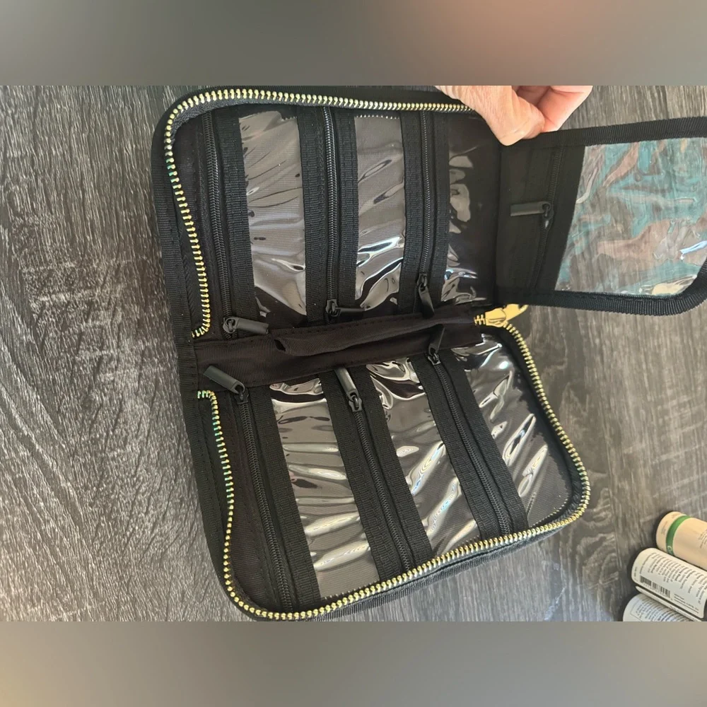 3 Makeup Bags Set travel Storage Essential oil Tote cosmetic Bag Black Utility
